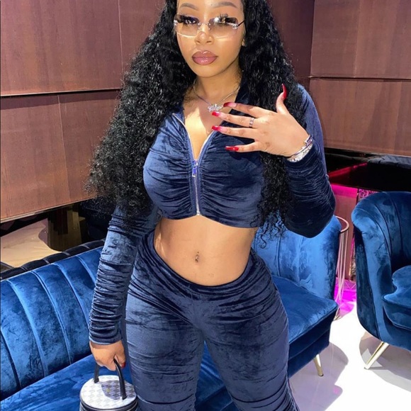 Fashion Nova Tops - Ruched All Over velvet legging set